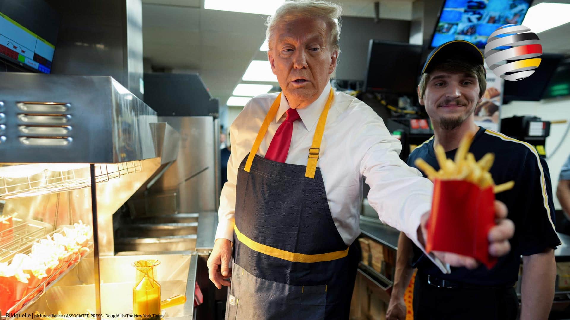 Geniale Wahlkampf-Idee: Donald Trump verkauft Pommes bei McDonald’s!