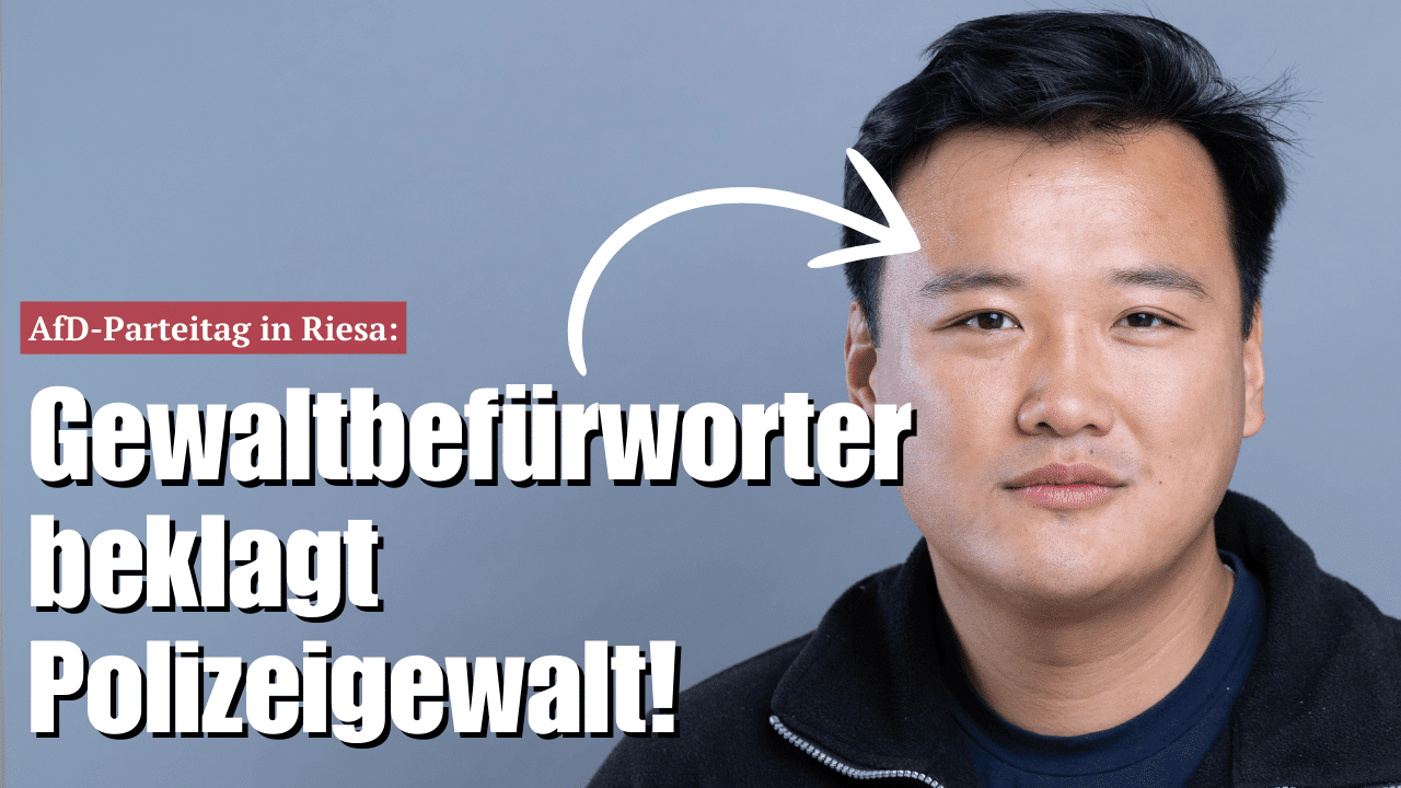 AfD-Parteitag in Riesa — Kein Witz: Gewaltbefürworter beklagt Polizeigewalt