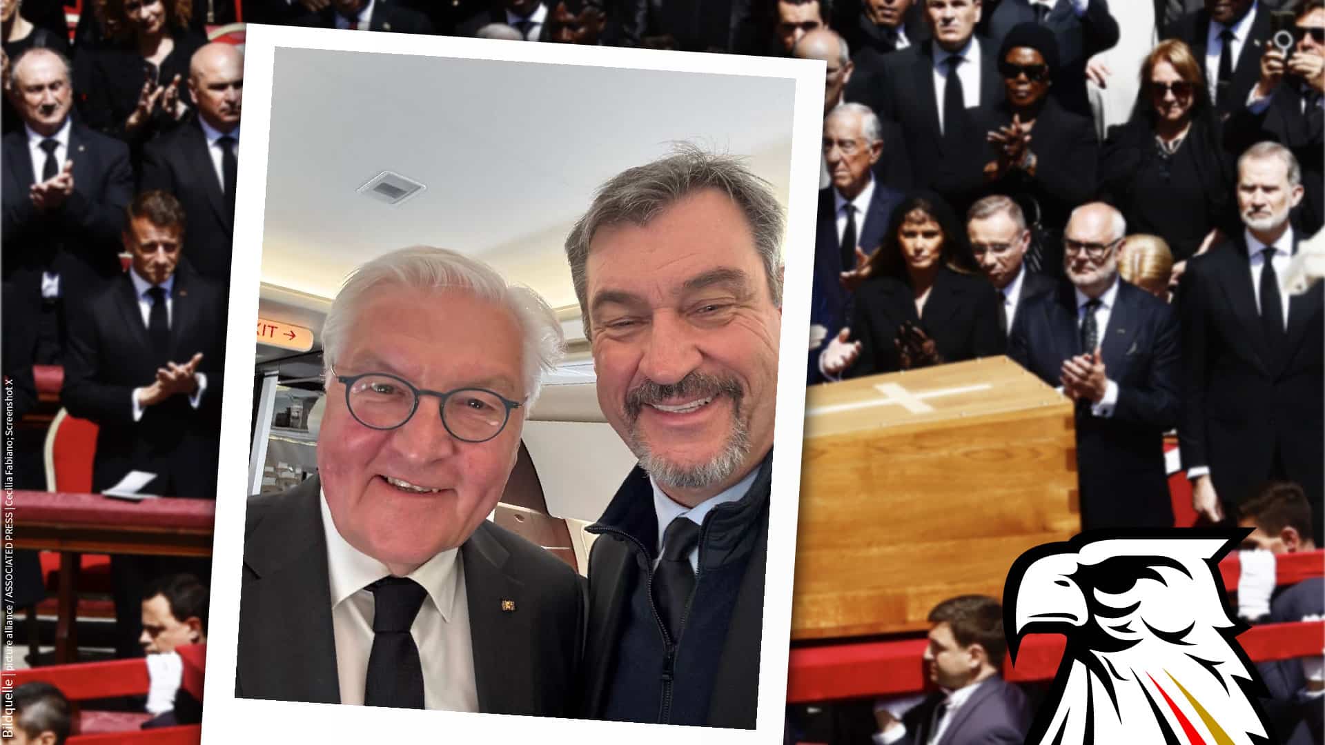 Grinse-Selfie mit Steinmeier: Söder (CSU) postet befremdliche Bilder von Papst-Beisetzung
